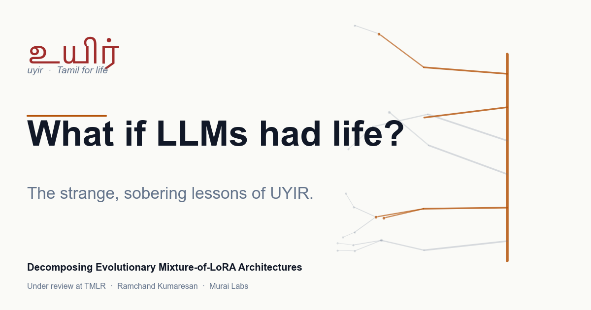 What If LLMs Had Life? The Strange, Sobering Lessons of UYIR